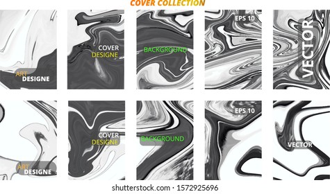 Set abstract marble modern designe. Splash acrylic colored bright liquid. Paints texture A4 with copy space for sale. Desing packaging - vector eps10