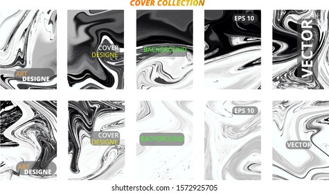 Set abstract marble modern designe. Splash acrylic colored bright liquid. Paints texture A4 with copy space for sale. Desing packaging - vector eps10