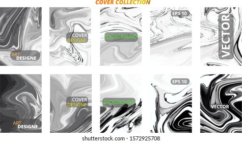 Set abstract marble modern designe. Splash acrylic colored bright liquid. Paints texture A4 with copy space for sale. Desing packaging - vector eps10