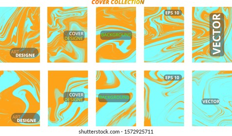 Set abstract marble modern designe. Splash acrylic colored bright liquid. Paints texture A4 with copy space for sale. Desing packaging - vector eps10