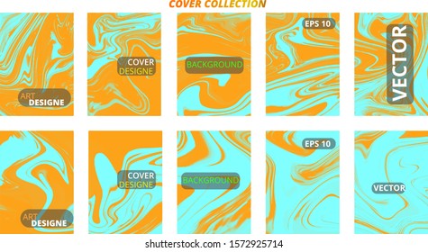 Set abstract marble modern designe. Splash acrylic colored bright liquid. Paints texture A4 with copy space for sale. Desing packaging - vector eps10