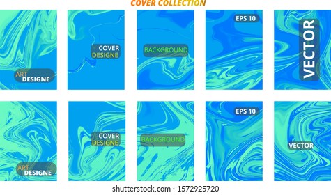 Set abstract marble modern designe. Splash acrylic colored bright liquid. Paints texture A4 with copy space for sale. Desing packaging - vector eps10