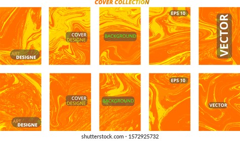 Set abstract marble modern designe. Splash acrylic colored bright liquid. Paints texture A4 with copy space for sale. Desing packaging - vector eps10