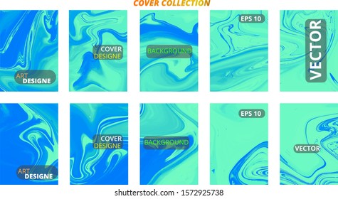 Set abstract marble modern designe. Splash acrylic colored bright liquid. Paints texture A4 with copy space for sale. Desing packaging - vector eps10