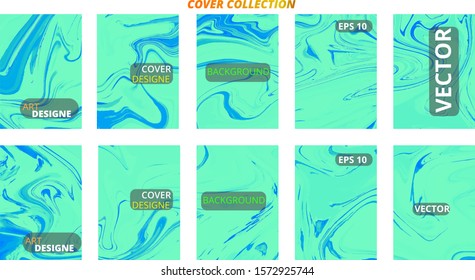 Set abstract marble modern designe. Splash acrylic colored bright liquid. Paints texture A4 with copy space for sale. Desing packaging - vector eps10