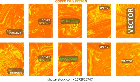 Set abstract marble modern designe. Splash acrylic colored bright liquid. Paints texture A4 with copy space for sale. Desing packaging - vector eps10