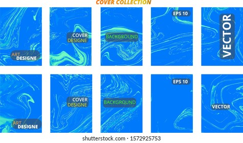 Set abstract marble modern designe. Splash acrylic colored bright liquid. Paints texture A4 with copy space for sale. Desing packaging - vector eps10