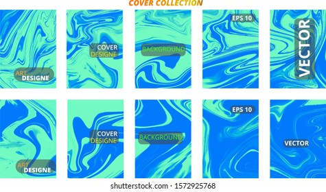 Set abstract marble modern designe. Splash acrylic colored bright liquid. Paints texture A4 with copy space for sale. Desing packaging - vector eps10