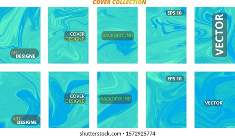 Set abstract marble modern designe. Splash acrylic colored bright liquid. Paints texture A4 with copy space for sale. Desing packaging - vector eps10