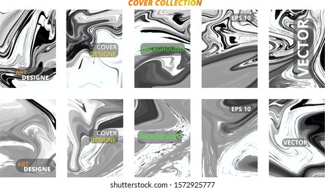 Set abstract marble modern designe. Splash acrylic colored bright liquid. Paints texture A4 with copy space for sale. Desing packaging - vector eps10