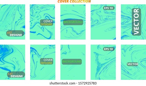 Set abstract marble modern designe. Splash acrylic colored bright liquid. Paints texture A4 with copy space for sale. Desing packaging - vector eps10