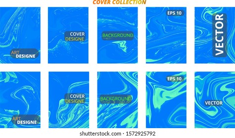 Set abstract marble modern designe. Splash acrylic colored bright liquid. Paints texture A4 with copy space for sale. Desing packaging - vector eps10