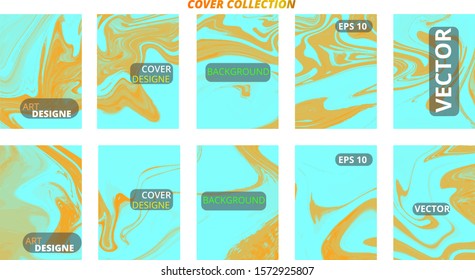 Set abstract marble modern designe. Splash acrylic colored bright liquid. Paints texture A4 with copy space for sale. Desing packaging - vector eps10