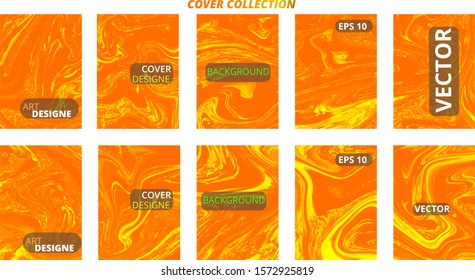 Set abstract marble modern designe. Splash acrylic colored bright liquid. Paints texture A4 with copy space for sale. Desing packaging - vector eps10