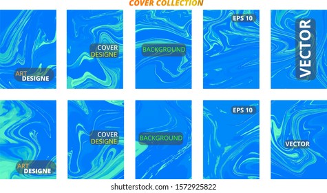 Set abstract marble modern designe. Splash acrylic colored bright liquid. Paints texture A4 with copy space for sale. Desing packaging - vector eps10