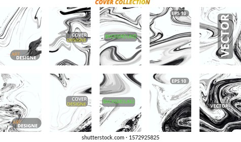 Set abstract marble modern designe. Splash acrylic colored bright liquid. Paints texture A4 with copy space for sale. Desing packaging - vector eps10