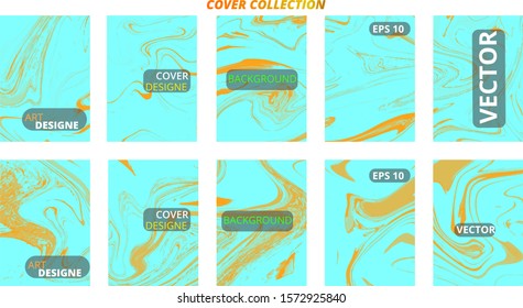 Set abstract marble modern designe. Splash acrylic colored bright liquid. Paints texture A4 with copy space for sale. Desing packaging - vector eps10