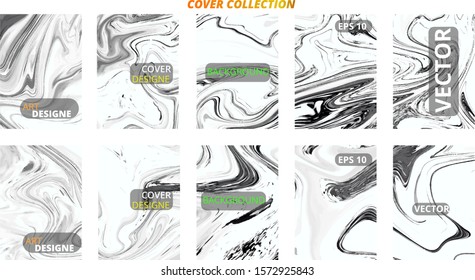 Set abstract marble modern designe. Splash acrylic colored bright liquid. Paints texture A4 with copy space for sale. Desing packaging - vector eps10