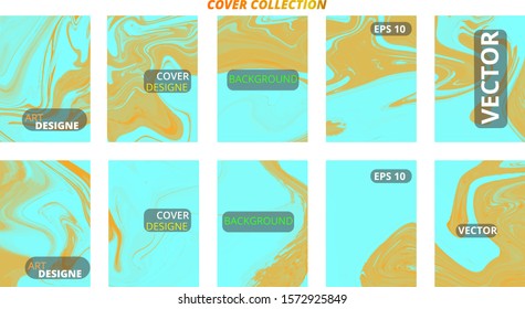 Set abstract marble modern designe. Splash acrylic colored bright liquid. Paints texture A4 with copy space for sale. Desing packaging - vector eps10