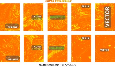 Set abstract marble modern designe. Splash acrylic colored bright liquid. Paints texture A4 with copy space for sale. Desing packaging - vector eps10