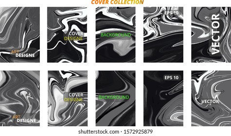 Set abstract marble modern designe. Splash acrylic colored bright liquid. Paints texture A4 with copy space for sale. Desing packaging - vector eps10