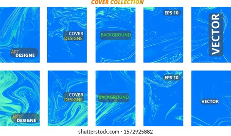 Set abstract marble modern designe. Splash acrylic colored bright liquid. Paints texture A4 with copy space for sale. Desing packaging - vector eps10