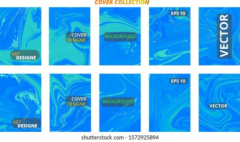 Set abstract marble modern designe. Splash acrylic colored bright liquid. Paints texture A4 with copy space for sale. Desing packaging - vector eps10