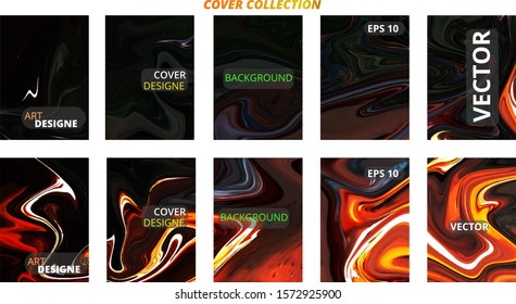 Set abstract marble modern designe. Splash acrylic colored bright liquid. Paints texture A4 with copy space for sale. Desing packaging - vector eps10