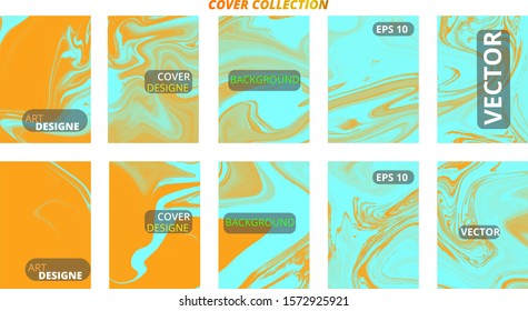 Set abstract marble modern designe. Splash acrylic colored bright liquid. Paints texture A4 with copy space for sale. Desing packaging - vector eps10