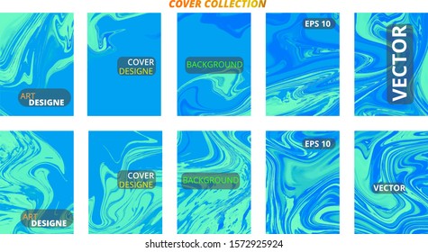 Set abstract marble modern designe. Splash acrylic colored bright liquid. Paints texture A4 with copy space for sale. Desing packaging - vector eps10