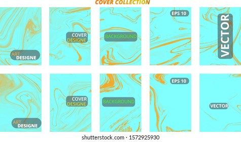 Set abstract marble modern designe. Splash acrylic colored bright liquid. Paints texture A4 with copy space for sale. Desing packaging - vector eps10