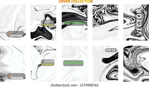 Set abstract marble modern designe. Splash acrylic colored bright liquid. Paints texture A4 with copy space for sale. Desing packaging empty template - vector eps10