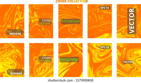 Set abstract marble modern designe. Splash acrylic colored bright liquid. Paints texture A4 with copy space for sale. Desing packaging empty template - vector eps10