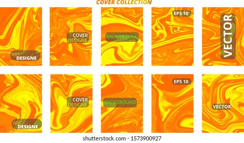 Set abstract marble modern designe. Splash acrylic colored bright liquid. Paints texture A4 with copy space for sale. Desing packaging empty template - vector eps10