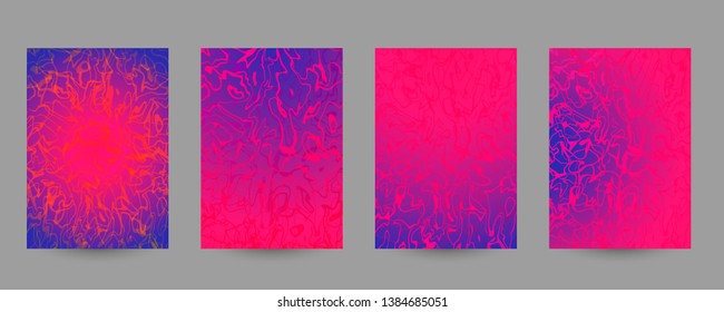 Set of abstract marbled A4 size templates. Pink and blue fluid background for posters, banners, flyers, phone covers, web, ads, invitations, cards. Trendy neon vector texture