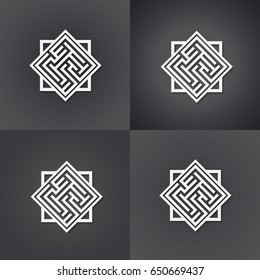 Set of abstract maze element. Maze emblem. 