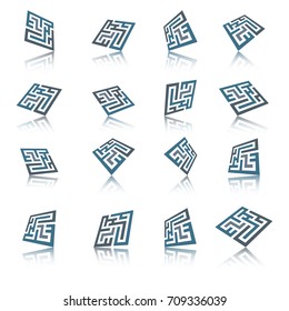 Set of abstract maze element. Maze emblem. Labyrinth.