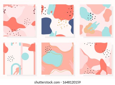 Set of abstract memphis background. Collection of abstract seamless patterns