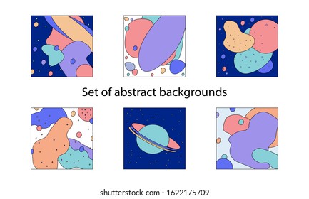Set of abstract memphis backgrounds. Modern style. Vector illustration