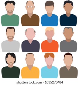 Set of abstract men. Full face. 