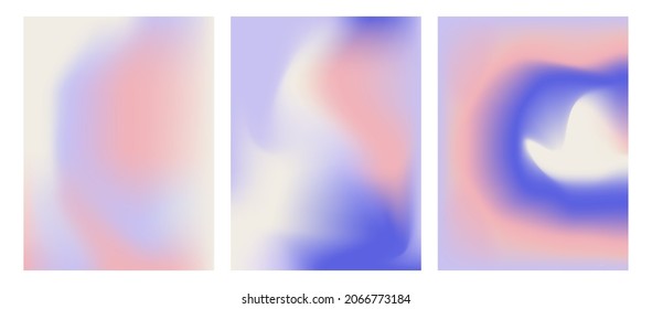 Set of abstract mesh gradients. Cute gradient backgrounds. Colored fluid graphic composition. Vibrant minimal hologram gradient. Editable vector.