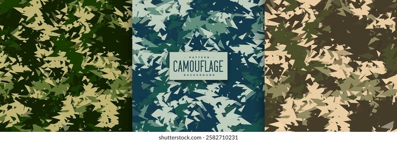 set of abstract military camo pattern design background