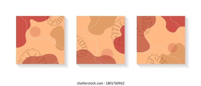 Set of abstract minimal fluid shapes background. Design templates for social media posts and stories. Vector