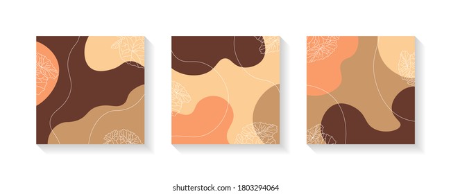Set of abstract minimal fluid shapes background. Design templates for social media posts and stories. Vector