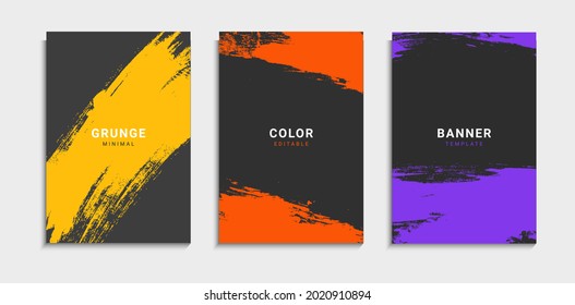 Set Of Abstract Minimal Grunge Banner Template. Editable Color Grunge Texture Banner Design