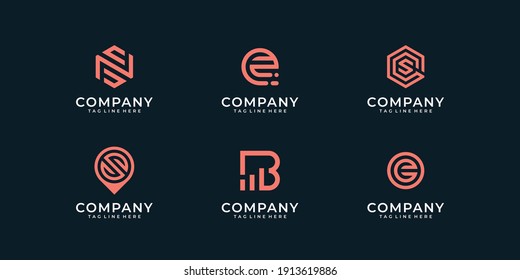 Set of abstract minimal monogram logo design collection