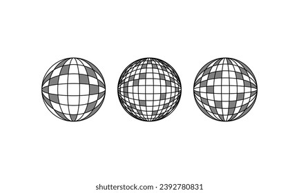 Conjunto de esferas de contorno mínimas abstractas. Ilustración vectorial de globos geométricos. Iconos de bola