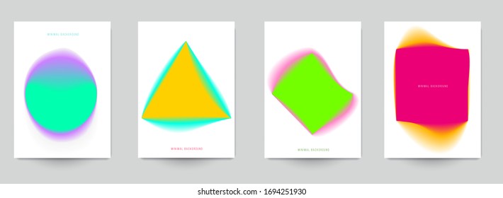  Set of abstract minimal template design for branding, advertising in colorful gradient blur style. Modern trendy background cover posters, banners, flyers, placards. Vector illustration. EPS 10.