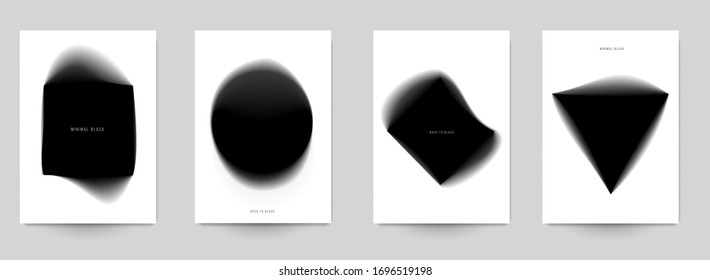 Set of abstract minimal template design for branding, advertising in black gradient blur style. Modern trendy background cover posters, banners, flyers, placards. Vector illustration. EPS 10.