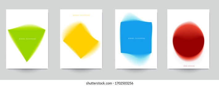  Set of abstract minimal template design for branding, advertising in colorful gradient blur style. Modern trendy background cover posters, banners, flyers, placards. Vector illustration. EPS 10.